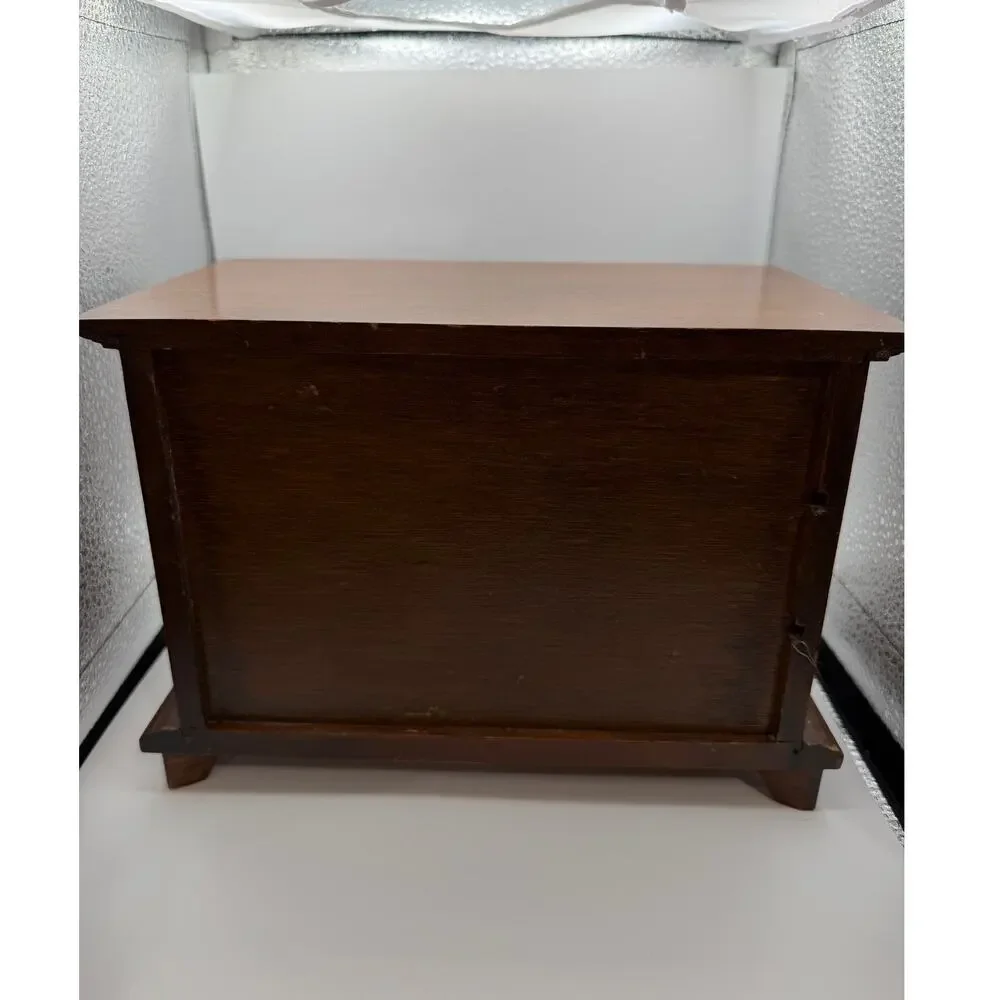 Vintage Wooden Jewelry Box Armoire Chest 3 Drawers Ring Roll Cabinet Organizer